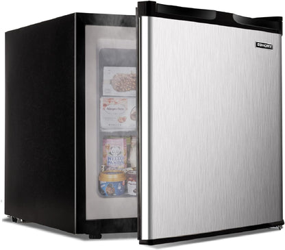 Upright freezer, 3.0 Cubic Feet, Single Door Compact Mini Freezer with Reversible Stainless Steel Door, Small freezer for Home/Dorms/Apartment/Office (Silver)
