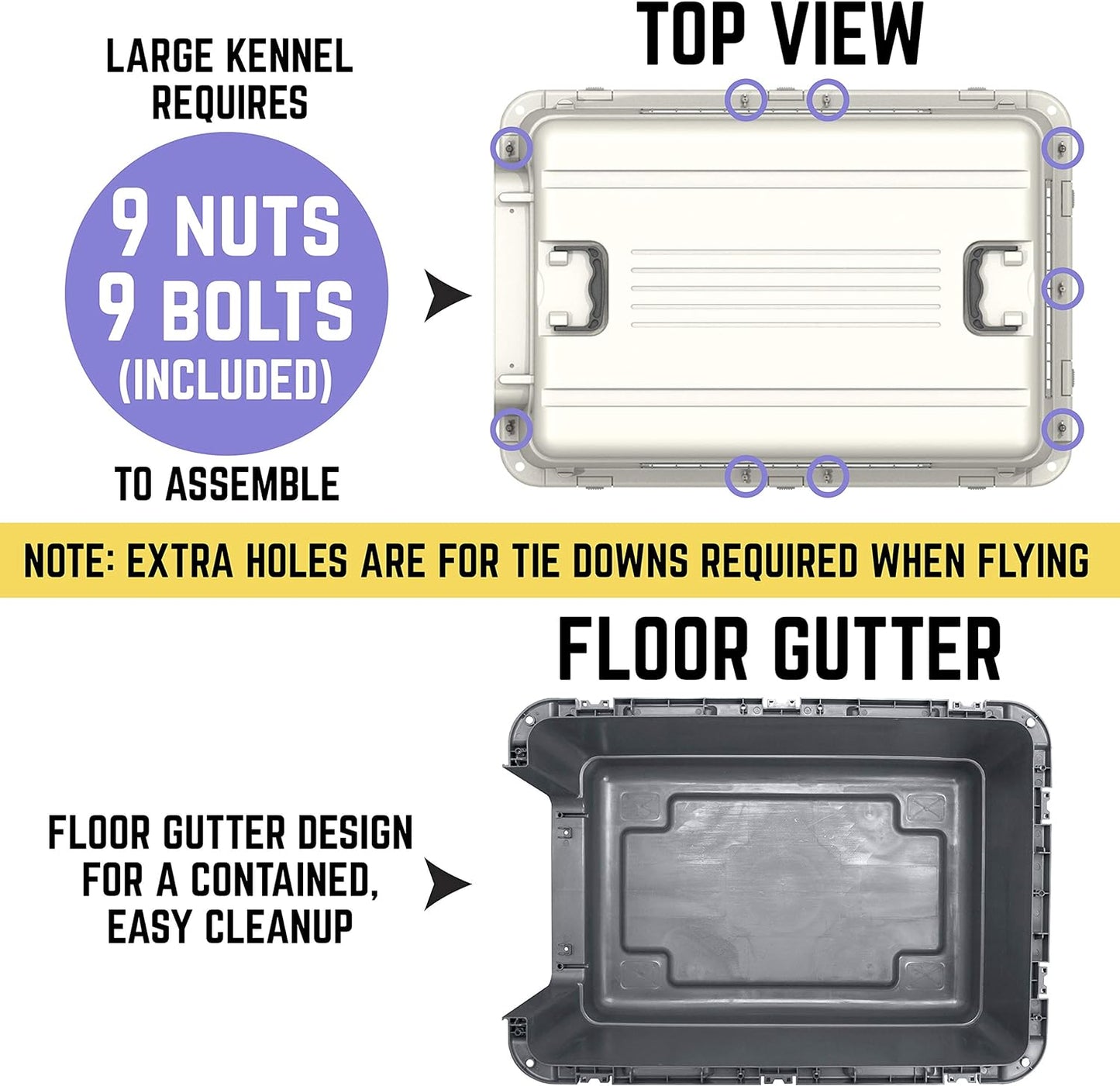 Designs Plastic Kennels Rolling Plastic Airline Approved Wire Door Travel Dog Crate, XXX-Large, Gray