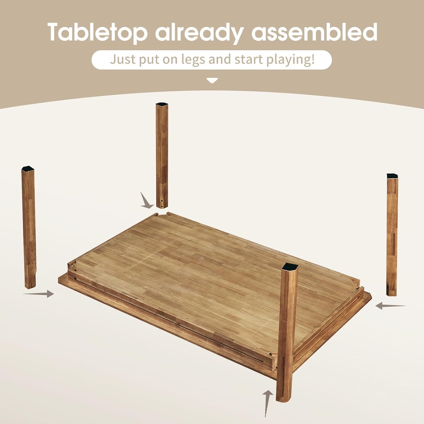 Board Game Table with Removable Top, Seats 4–6, 57"x33" Play Area