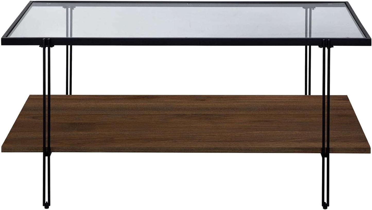 Nathan James Sonia Coffee Table with Storage Shelf, Light Wood/Rattan