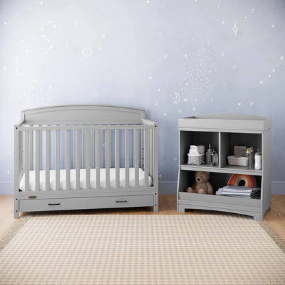 5-in-1 Convertible Baby Bed (with drawers, white) - Green Guardian Gold Certification, built-in baby bed storage drawer, convertible to toddler bed, day bed and full-size bed