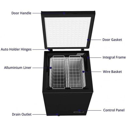 Northair Chest Freezer C 3.5 Cu Ft with 2 Removable Baskets C Reach In Freezer Chest C Quiet Compact Freezer C 7 Temperature Settings C Black