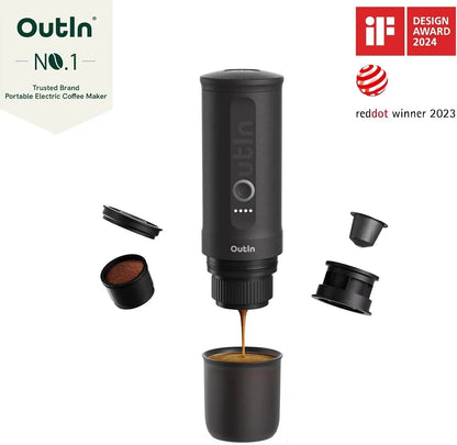 Nano Portable Electric Espresso Machine, Travel Coffee Maker for Camping, Car Coffee Maker Self-Heating with USB-C, With Ground Coffee & NS Capsule for RV, Hiking, Office