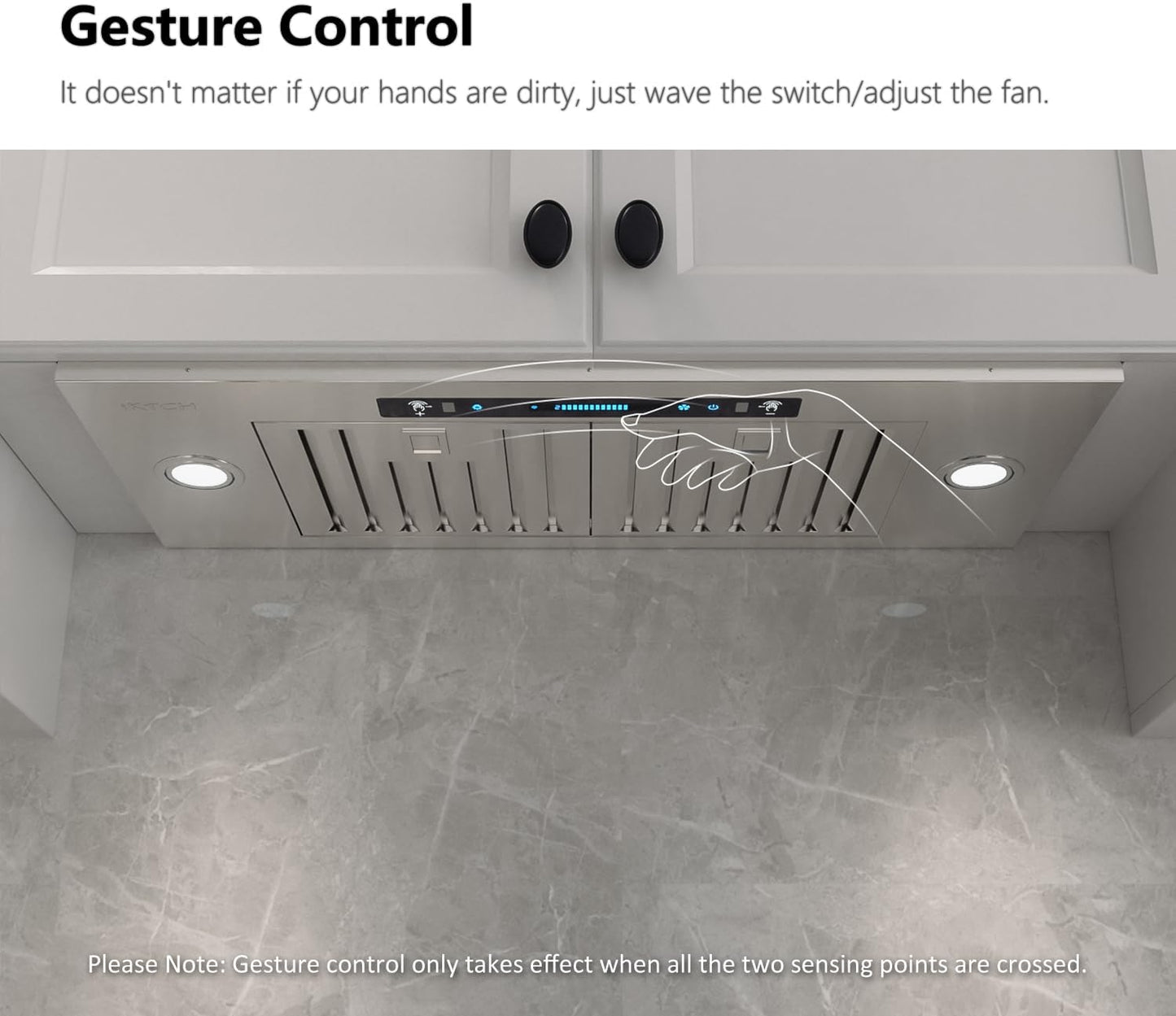 30 inch Built-in/Insert Range Hood 900 CFM, Ducted/Ductless Convertible Duct, Stainless Steel Kitchen Vent Hood with 4 Speed Gesture Sensing&Touch Control Panel(IKB01-30)