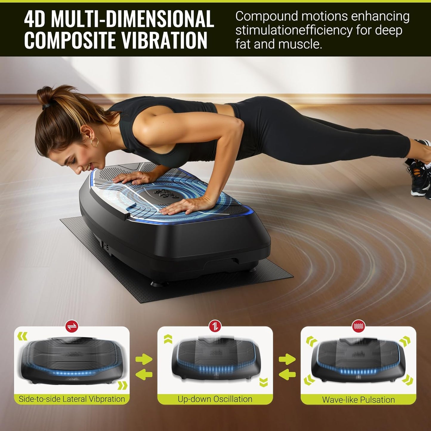 FLYBIRD 4D Vibration Plate, 500lb Capacity, Triple Motor, Bone Density