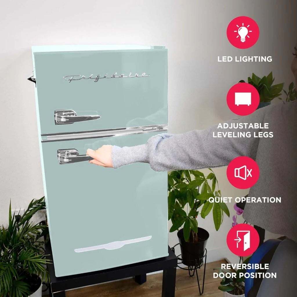Frigidaire Retro Mini Fridge with Freezer & Side Bottle Opener-Small 2 Door Refrigerator for Office Bar or College Dorm Room-3.1 Cu Ft – 19”"D x 20.5" W x 33.5" H