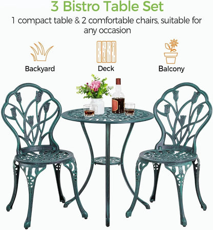 Patio Bistro Sets 3 Piece Cast Aluminum Bistro Table