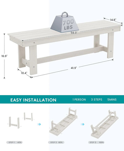 SERWALL 7-Piece Patio Table Set, Outdoor HDPE Dining Furniture with Umbrella Hole, All Weather Table and Chairs for Lawn, Garden, Poolside, Aruba