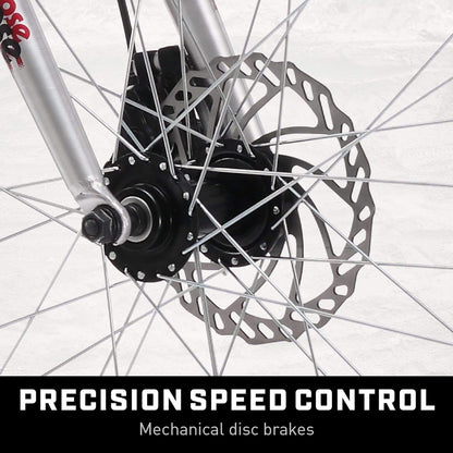 Mongoose Malus Mens and Women Fat Tire Mountain Bike, 26-Inch Bicycle Wheels, 4-Inch Wide Knobby Tires, Steel Frame, 7 Speed Drivetrain, Shimano Rear Derailleur, Disc Brakes
