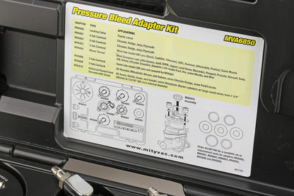MV6840 Professional Hydraulic Brake and Clutch Pressure Bleeding System, Integrated Safety and Pressure Relief Valve, 7 Master Cylinder Adapters and Storage Case