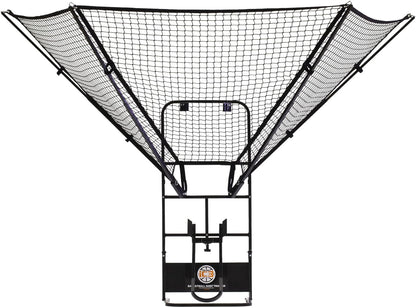 Rebounder Net Return System Portable Shot Trainer for Traditional Pole and Wall Mounted Hoops with Rotating Return Chute