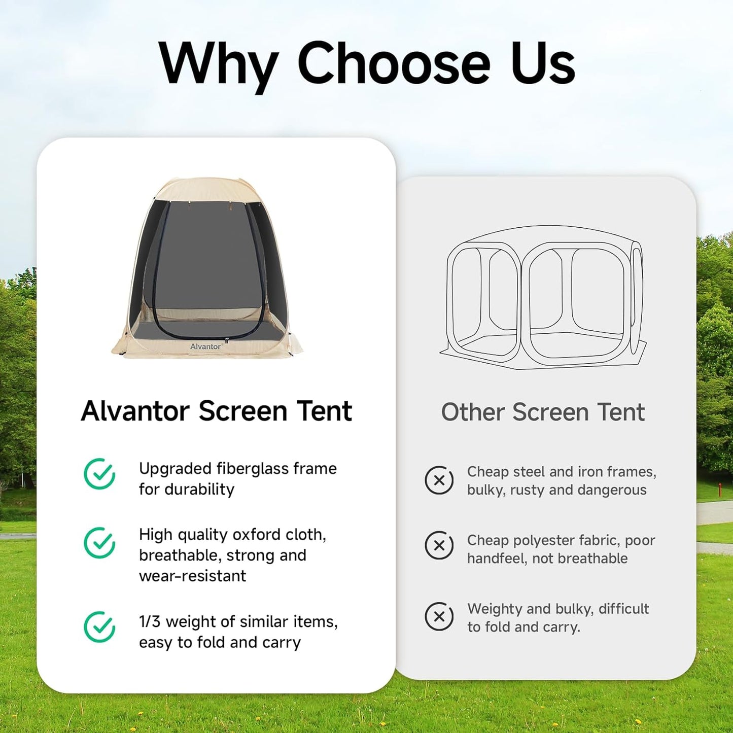 Screen House Room Camping Tent Outdoor Canopy Pop Up Sun Shade Shelter 8 Mesh Walls Not Waterproof Beige 12'x12' Patent Pending