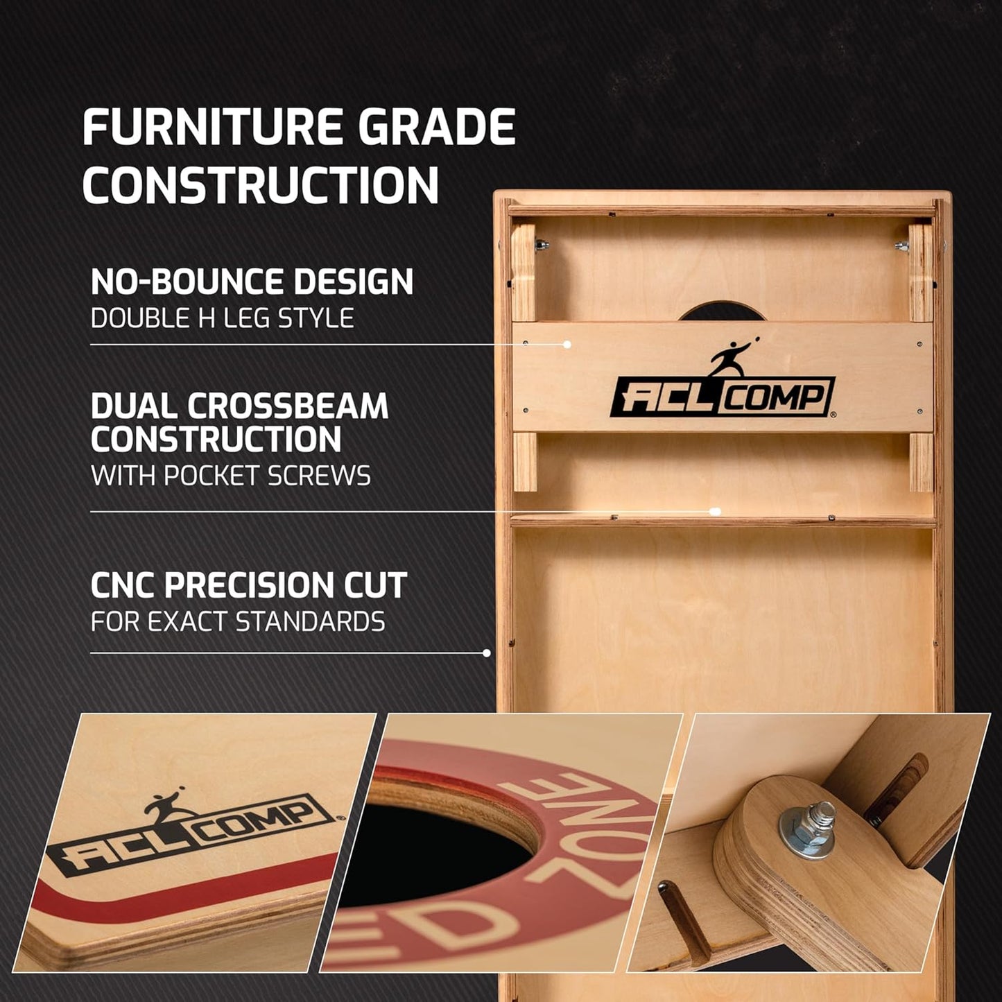 ACL Official 2x4 Cornhole Boards, Regulation Size, Solid Wood, CNC Cut