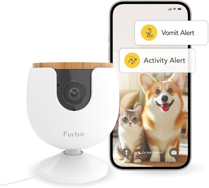 360° Cat Camera: See Your Cat from Anywhere | Rotating 360° Cat Tracking, Treat Toss, Color HD Night Vision, 2-Way Audio, Real-Time Notifications, Designed for Cats | Pet Camera w/Phone App
