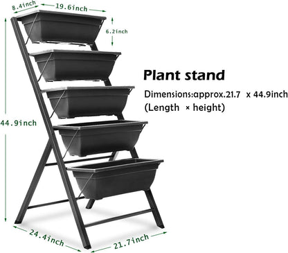 FOYUEE Vertical Herb Garden Planter Box Outdoor Elevated Raised Bed for Vegetables Flower Indoor with Drainage 5 Container
