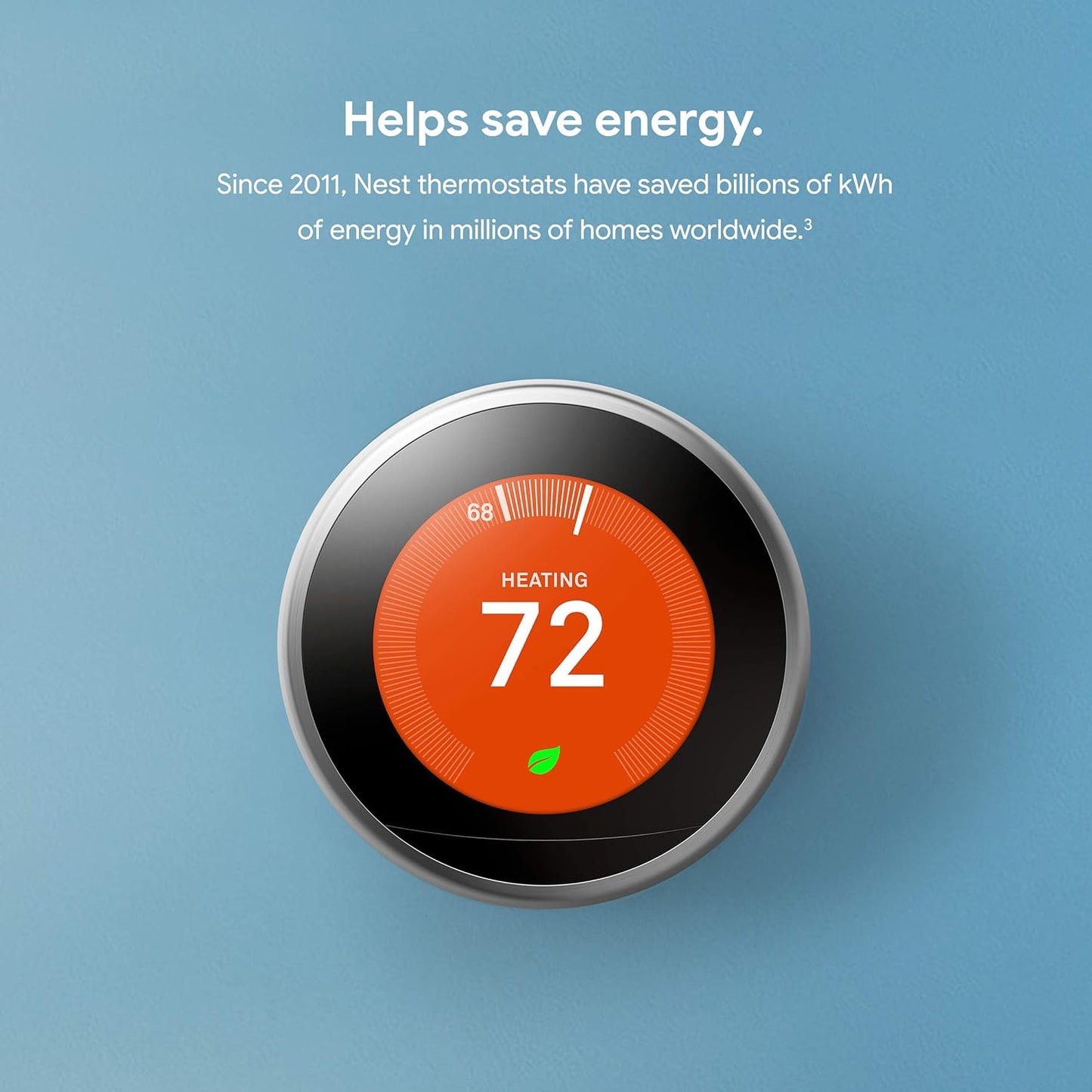 Nest 3rd Gen Learning Thermostat, Programmable Smart, Alexa Compatible, White, Wi-Fi, Energy Saving, Home Use