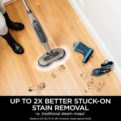 Shark Steam & Scrub Mop, Gold – 3 Steam Modes, LED Headlights, 4 Washable Pads, For Sealed Hard Floors