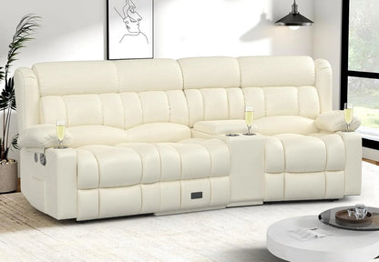 3 Seat Reclining Sofa with Storage Drawer USB Ports & Cup Holders Manual Couch