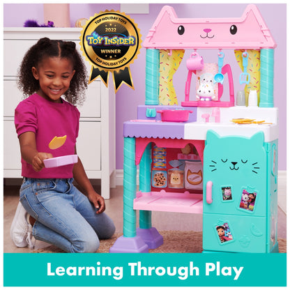Gabby's Dollhouse Cakey Cat Kitchen Set for Kids, 3ft Tall Play Kitchen with Sounds & Accessories