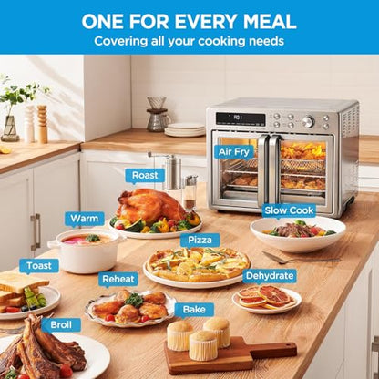 Midea Flexify French Door Toaster Oven Air Fryer Combo, 26.4 QT, Extra Large Air Fryer Countertop Oven 10 in 1 Combo, 25% Faster Cooking and 90% Less Oil, Stainless Steel : Home & Kitchen
