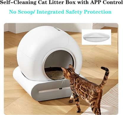Self-Cleaning Cat Litter Box, Smart Cat Litter Cleaning Robot with APP Control, Automatic Cat Litter Box, Secure Alert/Health Monitor/Ionic Deodorizer/for Multiple Cats Updated