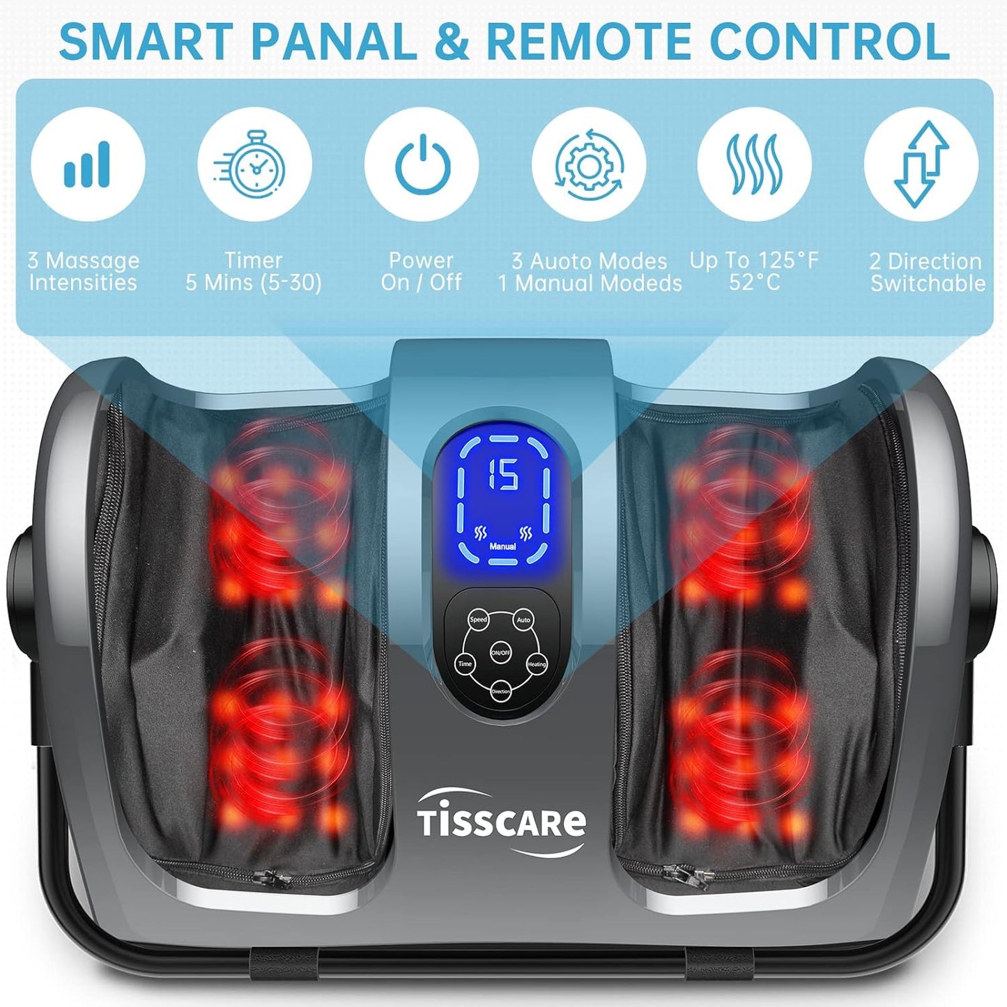 Shiatsu Foot Massager with Heat-Foot Massager Machine for Neuropathy, Plantar Fasciitis and Pain Relief-Massage Foot, Leg, Calf, Ankle with Deep Kneading Heat Therapy, Gift for Mother's Day