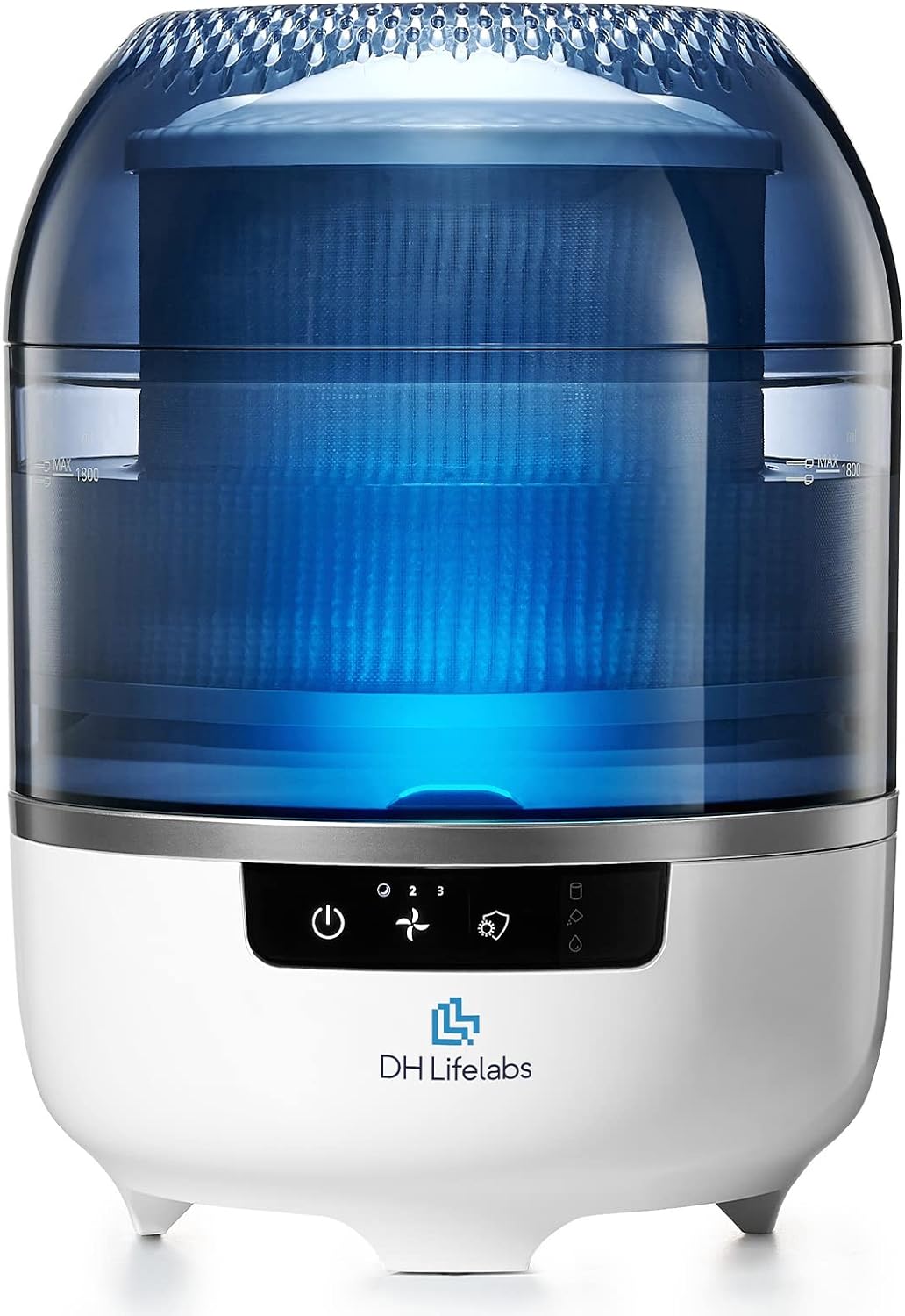 Bedroom Evaporative Humidifier, Humidifier and Air Purifier in One, with HOCL Generator, Mildew Remover, Pet Smoking Odor Eliminator, 538 Square Feet, Blue