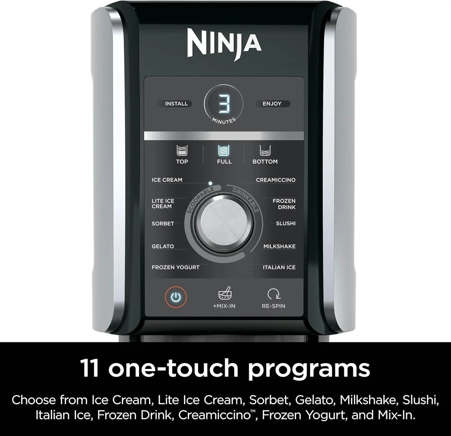 Ninja NC301 CREAMi Ice Cream Maker, for Gelato, Mix-ins, Milkshakes, Sorbet, Smoothie Bowls & More, 7 One-Touch Programs, with (2) Pint Containers & Lids, Compact Size, Perfect for Kids, Silver