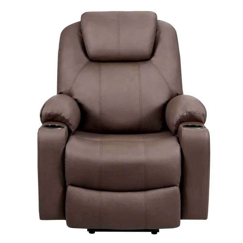 Electric Power Lift Recliner Leather Massage Reclining Sofa Elderly Lift Chair With Lumbar Heating Amp 8 Vibrating Nodes Cup Holder Usb Port - Comfortable And Ergonomic Design