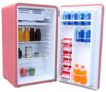 FRIGIDAIRE EFR372-BLACK 3.2 Cu Ft Black Retro Compact Rounded Corner Premium Mini Fridge