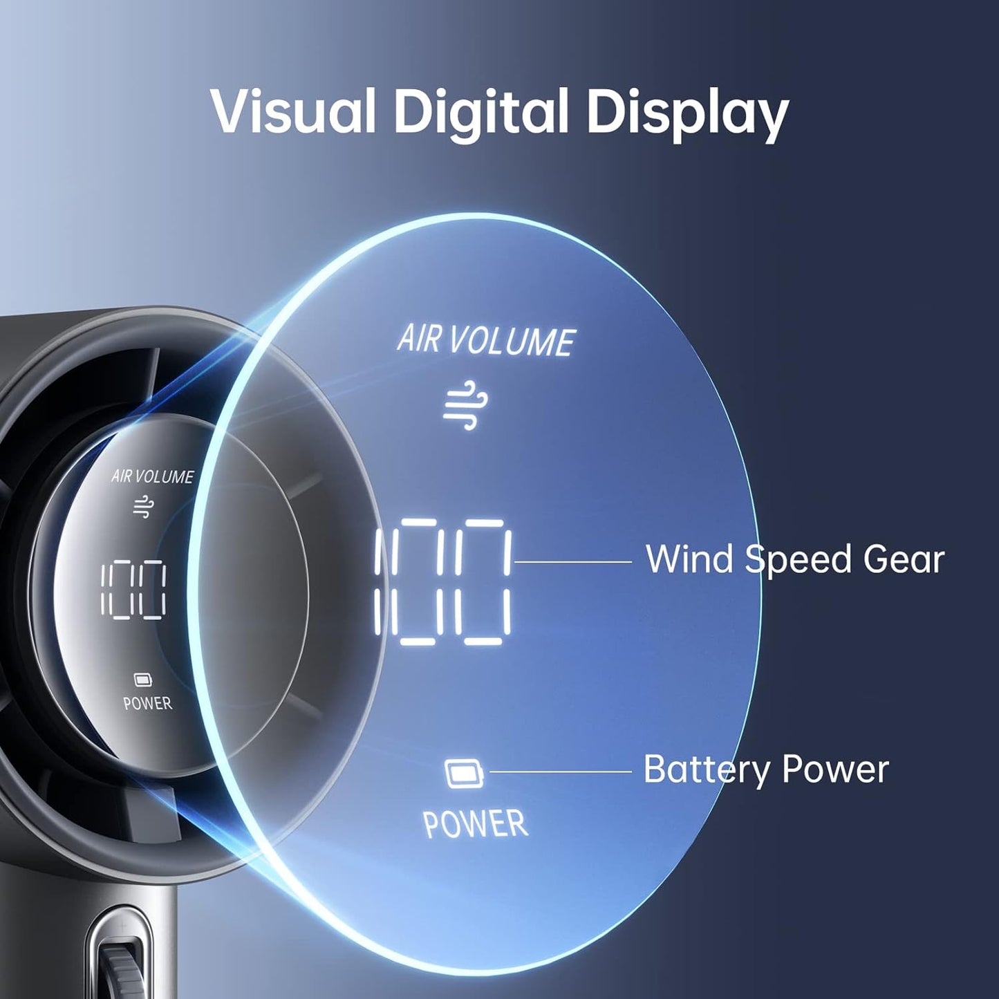Portable Handheld Fan,Speed(1-100) Adjustable Turbo Mini Fan,5000mAh Battery Rechargeable Personal Fan with Metal Body,Digital Display,Gifts for Women Men Travel/Camping/Outdoor-Grey