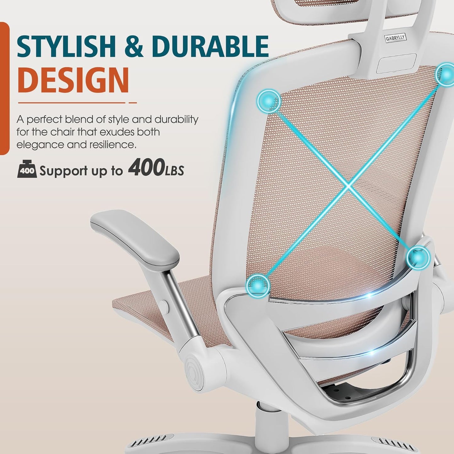 GABRYLLY Ergonomic Office Chair, High Back Home Desk Chair with Headrest, Flip-Up Arms, 90-120° Tilt Lock and Wide Cushion, Big and Tall Mesh Chairs for Man Woman, Black Task Chair
