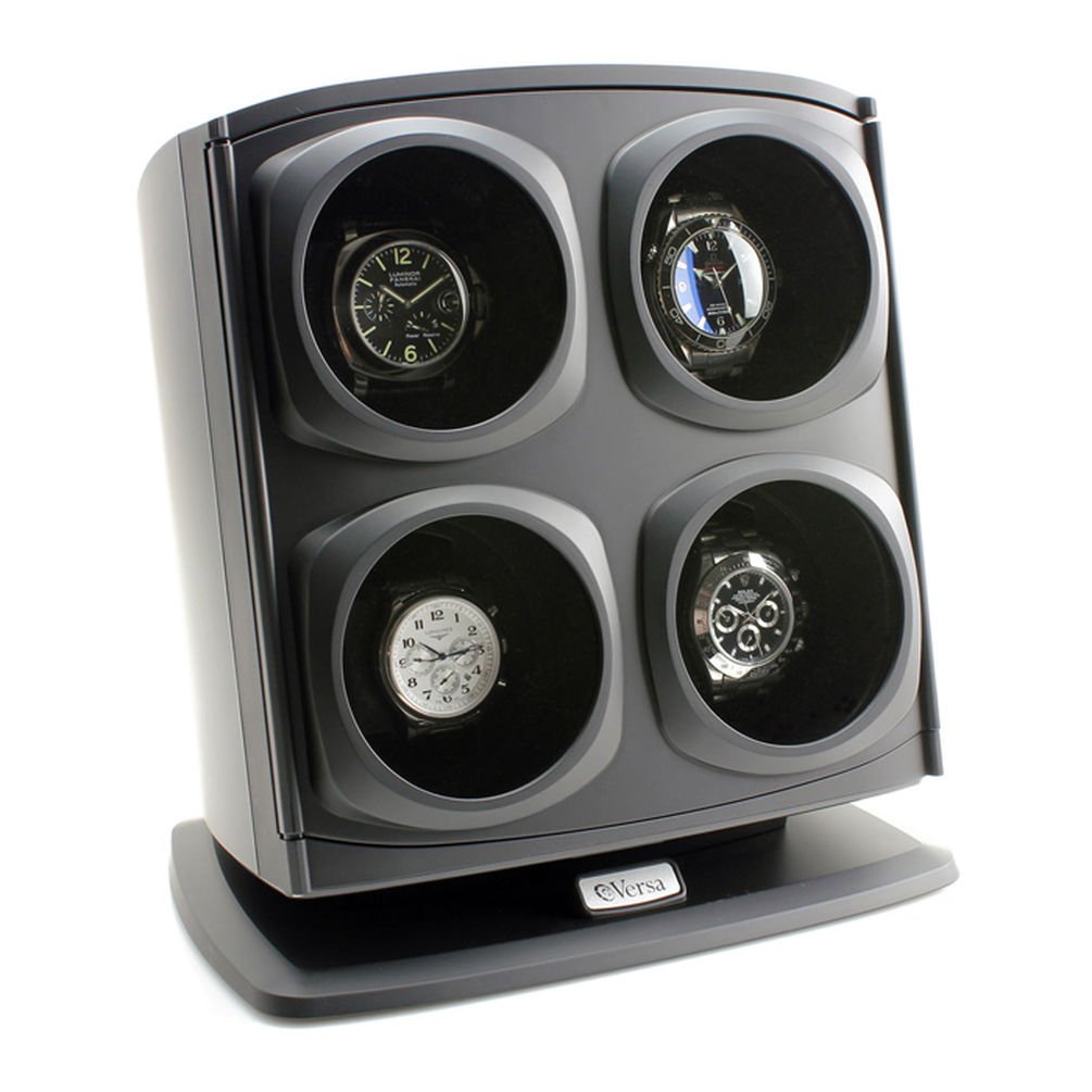 ON SALE Versa Quad Watch Winder in Black – Independently Controlled Settings – Multiple Direction and Timer Settings – Adjustable Watch Pillow – Plenty of Space for Large Watches