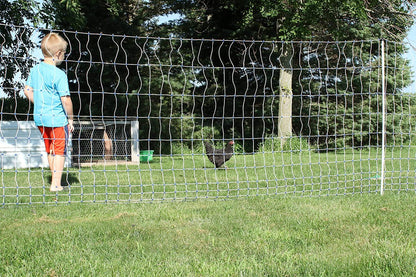 Starkline Electric Poultry Netting Kit C AC Energizer (48 x164 White/Blue Poultry Netting) (12/48/3) All in One Electric Fence Kit for Backyards, Homesteads, Ranches or Farms