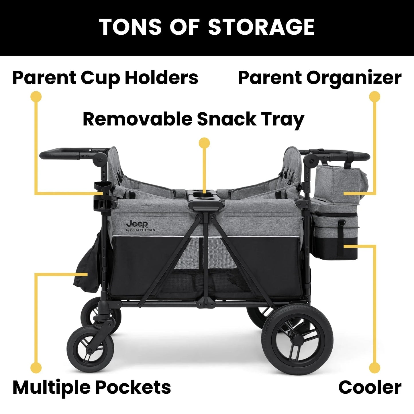 Delta Children's Jeep Wrangler Deluxe 4-Seater Stroller Wagon