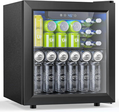 Mini Fridge 130 Can Beverage Refrigerator Cooler, 3.2 Cu.Ft Drink Fridge for Soda Wine Beer, Adjustable Temperature Control for Home Office, Black