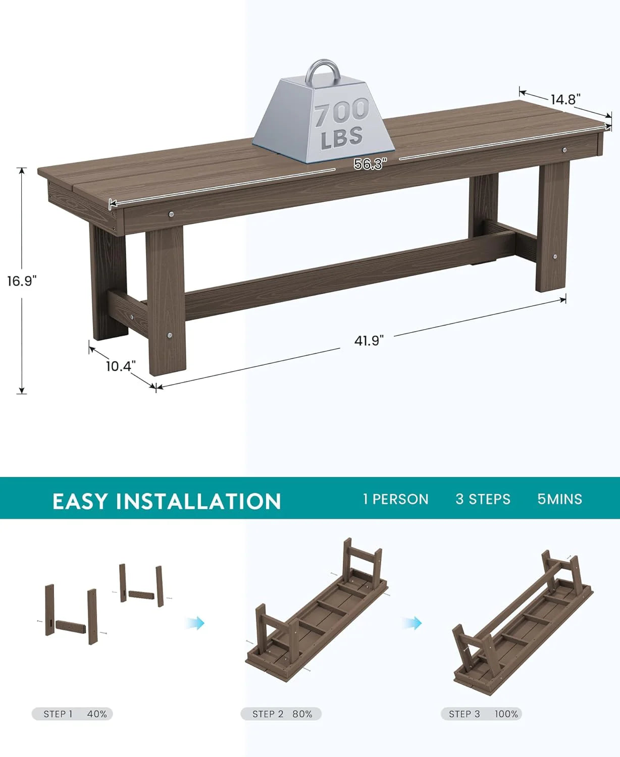 SERWALL 7-Piece Patio Table Set, Outdoor HDPE Dining Furniture with Umbrella Hole, All Weather Table and Chairs for Lawn, Garden, Poolside, Aruba