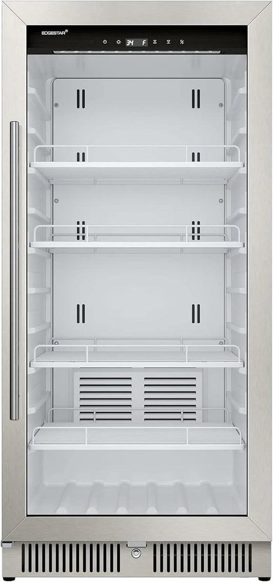 EdgeStar VBM101 22" Wide 10.1 Cu. Ft. Commercial Beverage Merchandiser – Stainless Steel, Temp Alarm, Reversible Door