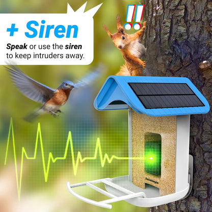 Smart Bird Feeder with 1080P HD Camera, Camera Bird Feeder Identify Bird Species with 2 Solar Panels, Video Bird Feeder with WiFi & Motion Detection, Smart Bird Feeders as Gifts(Light Blue)