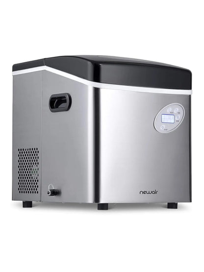 Newair Portable Ice Maker 50 lb. Daily, 12 Cubes in Under 7 Minutes - Compact Countertop Design - 3 Size Bullet Shaped Ice - for Kitchen/Office/RV/Bar - Stainless Steel