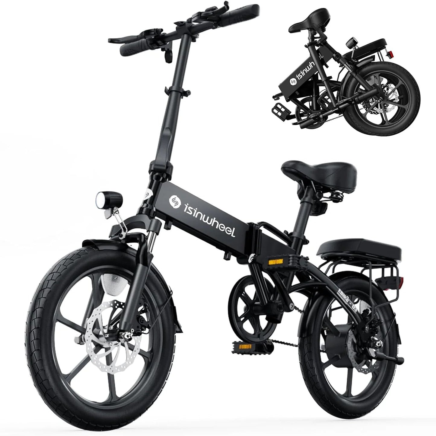 Electric Bike for Adults 500W Motor, 20 mph Folding Ebike, 14"/16"/20" Adults Electric Bicycles with Smart Uphill, 280.8Wh Battery, 25 Miles PAS Range, Mini E Bikes for Adults and Teens-isinwheel