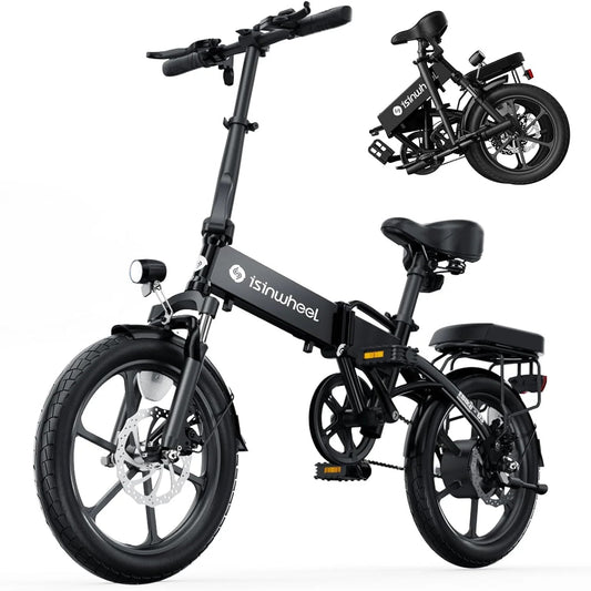 Electric Bike for Adults 500W Motor, 20 mph Folding Ebike, 14"/16"/20" Adults Electric Bicycles with Smart Uphill, 280.8Wh Battery, 25 Miles PAS Range, Mini E Bikes for Adults and Teens-isinwheel