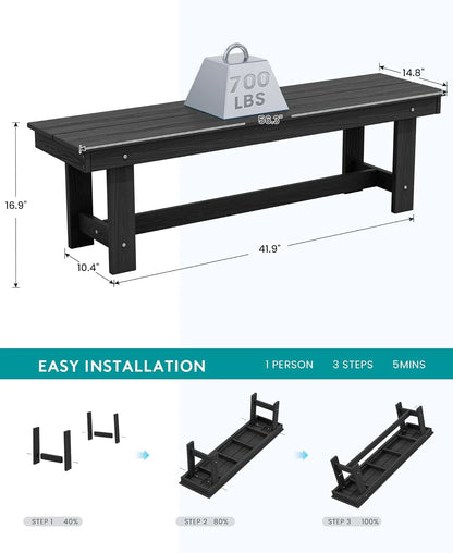 SERWALL 7-Piece Patio Table Set, Outdoor HDPE Dining Furniture with Umbrella Hole, All Weather Table and Chairs for Lawn, Garden, Poolside, Aruba