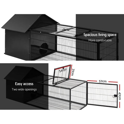 Weatherproof Metal Rabbit Hutch w/ Run & Secure Locks i.Pet