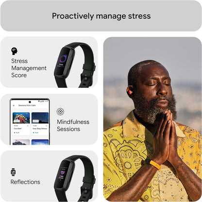 Fitness and Wellness-Tracker with Stress Management, Sleep-Tracking and 24/7 Heart Rate, One Size S L Bands Included, Lunar White/Soft Gold Stainless Steel, 1 Count