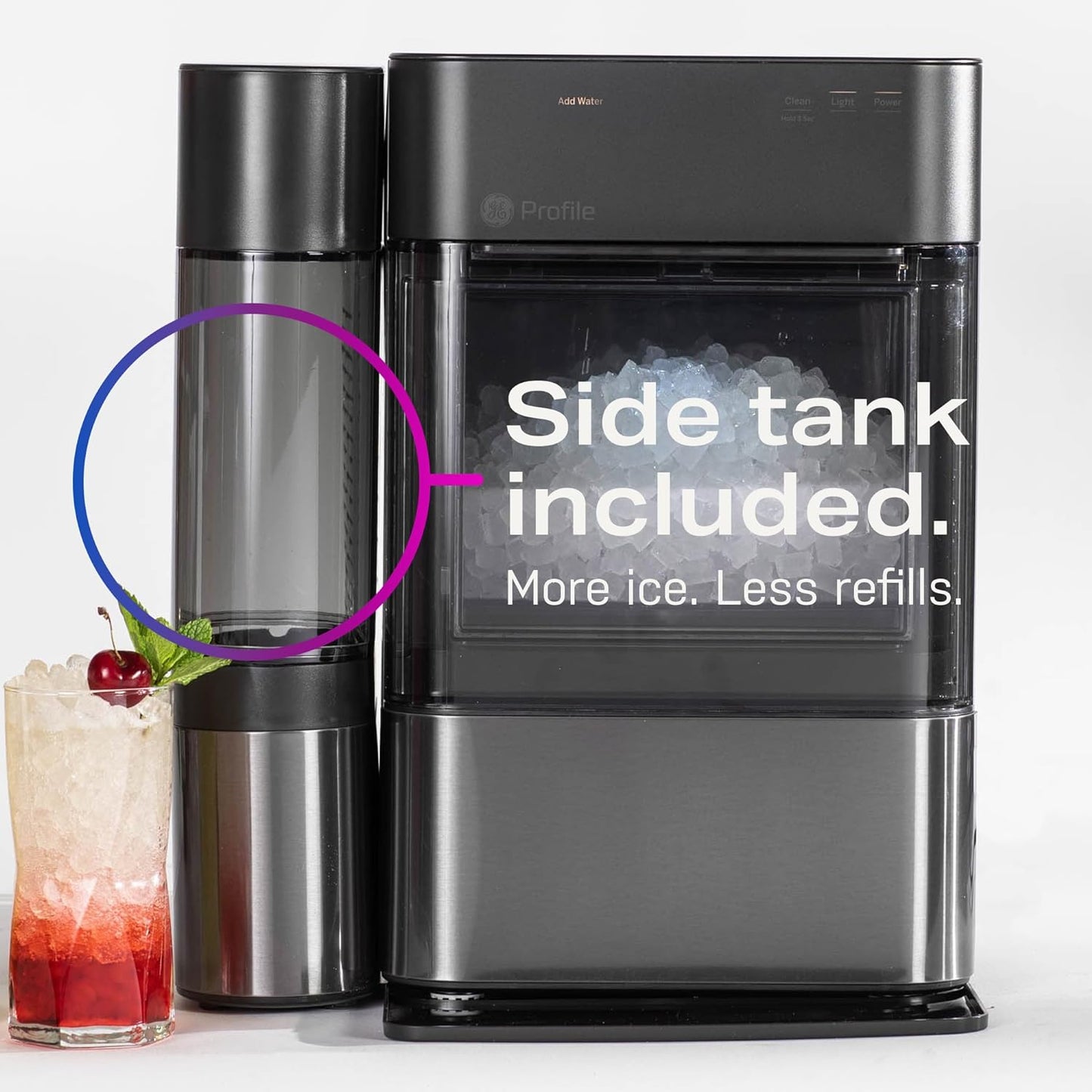Countertop Nugget Ice Maker with Side Tank | Ice Machine with WiFi Connectivity | Smart Home Kitchen Essentials | Stainless Steel