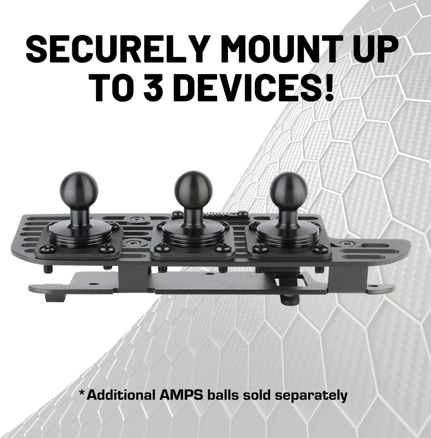 Dash Mount Cell Phone Holder RAM Truck Compatible (2019+ 1500, 2500, 3500 and TRX) with 20mm Ball Mount - Compatible with iPhone and Android Smartphones (Dual Ball with 2 Phone Holders)