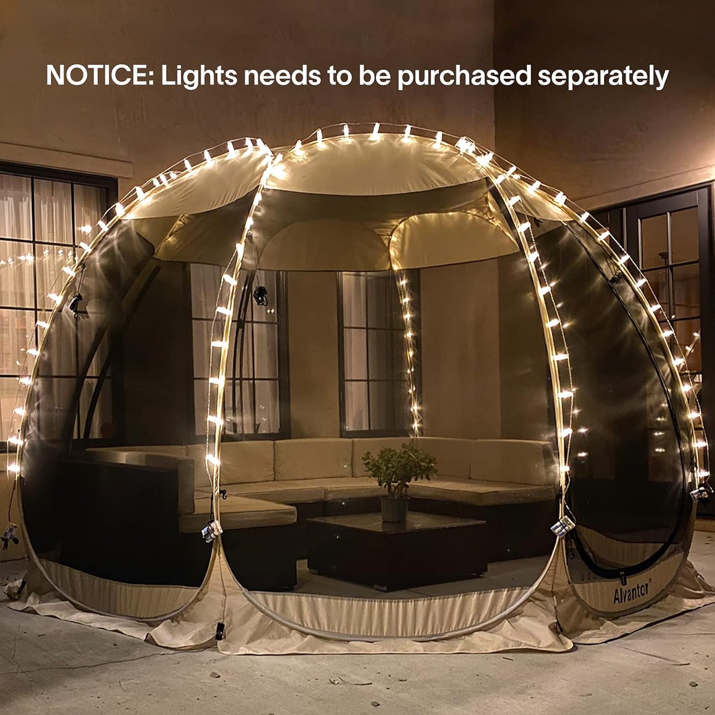 Screen House Room Camping Tent Outdoor Canopy Pop Up Sun Shade Shelter 8 Mesh Walls Not Waterproof Beige 12'x12' Patent Pending