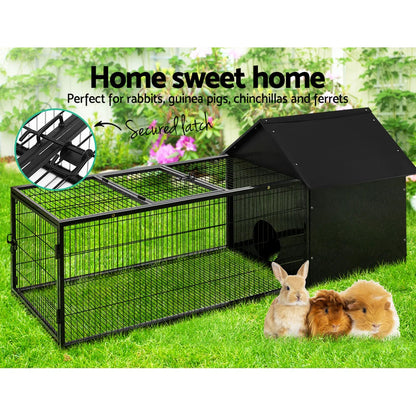 Weatherproof Metal Rabbit Hutch w/ Run & Secure Locks i.Pet