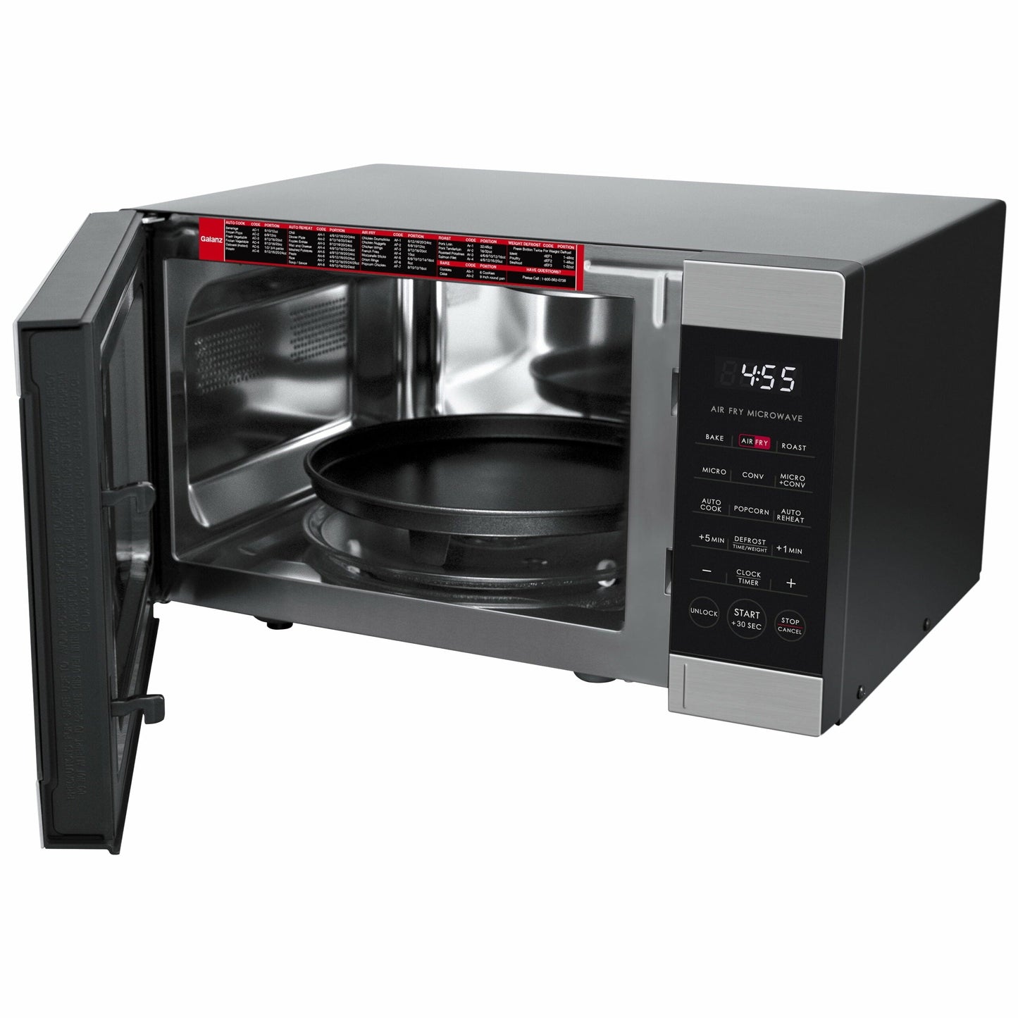 Galanz 3-in-1 Air Fry Microwave Oven, 0.9 Cu ft, 900W, Stainless Steel, Convection & Air Fry Technology